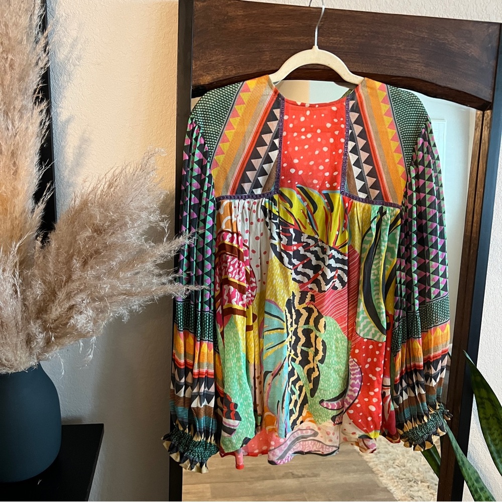 Anthropologie Colorful Peasant Blouse